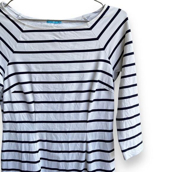 J. McLaughlin 3/4 Sleeve White Sheath Dress with Blue Stripes Women's Sz. XS - Picture 8 of 12